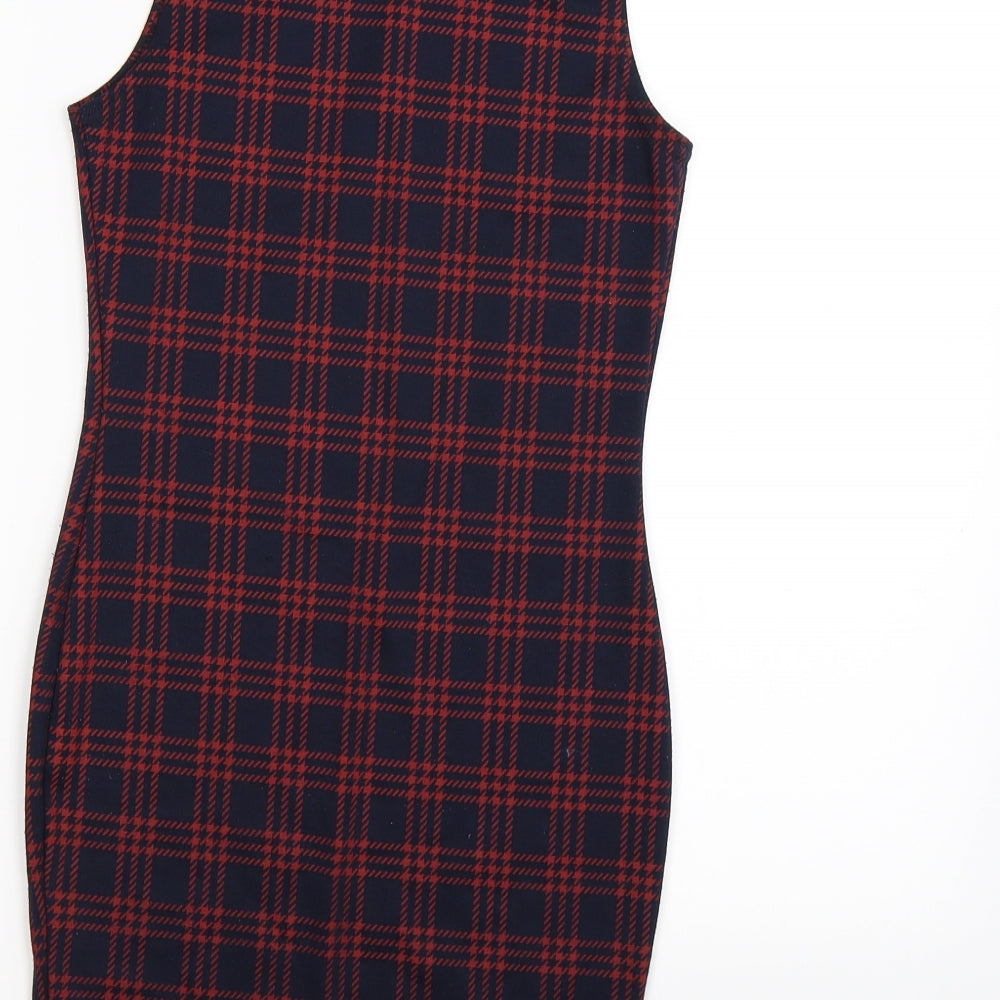 Boohoo Womens Blue Check  Bodycon  Size 4