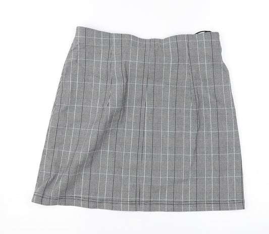 Topshop Womens Black Check  A-Line Skirt Size 12