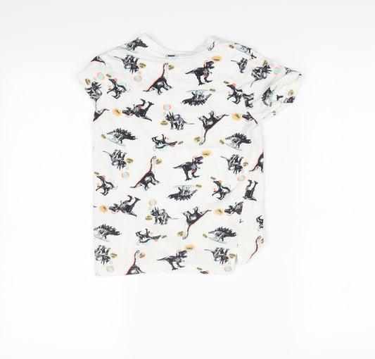 Nutmeg Boys White Spotted  Basic T-Shirt Size 4 Years  - DInosaur