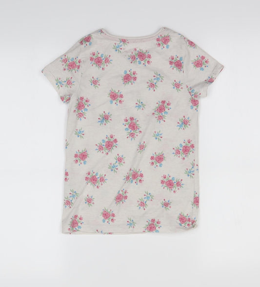 Primark Girls Beige Floral  Basic T-Shirt Size 8-9 Years