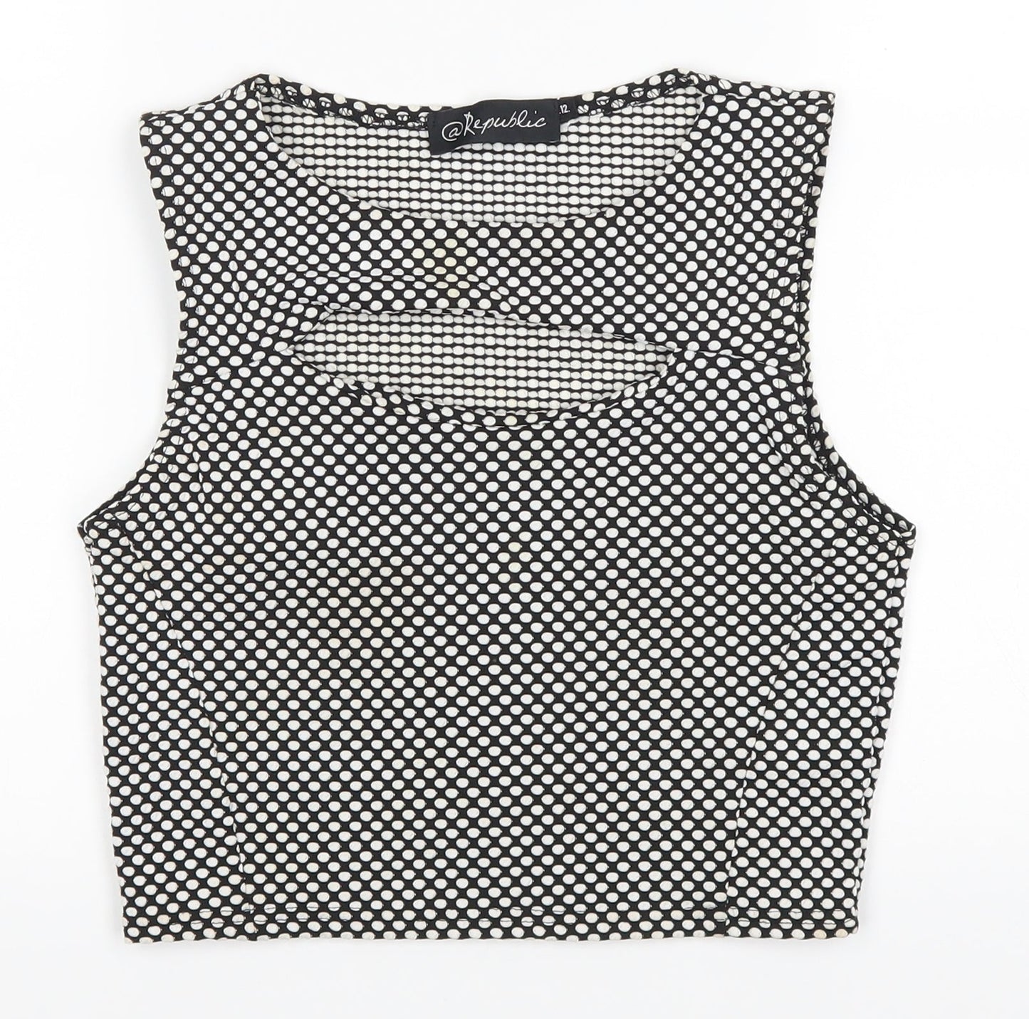 Republic Womens Black Polka Dot  Cropped Tank Size 12