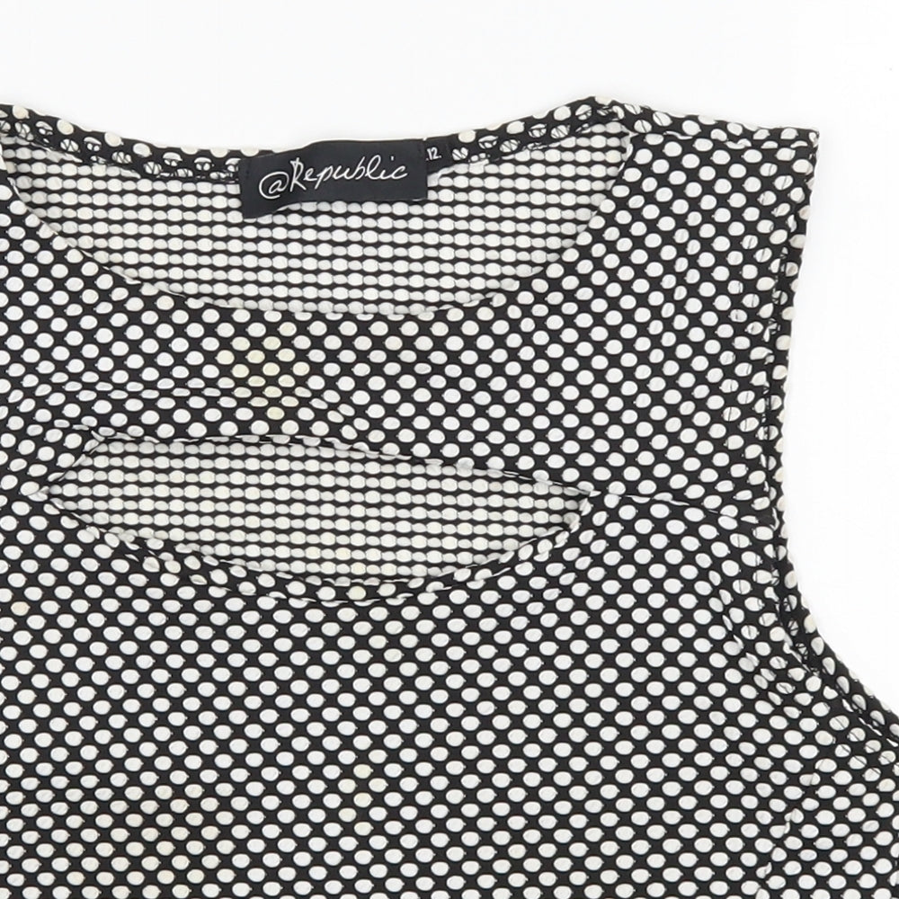 Republic Womens Black Polka Dot  Cropped Tank Size 12