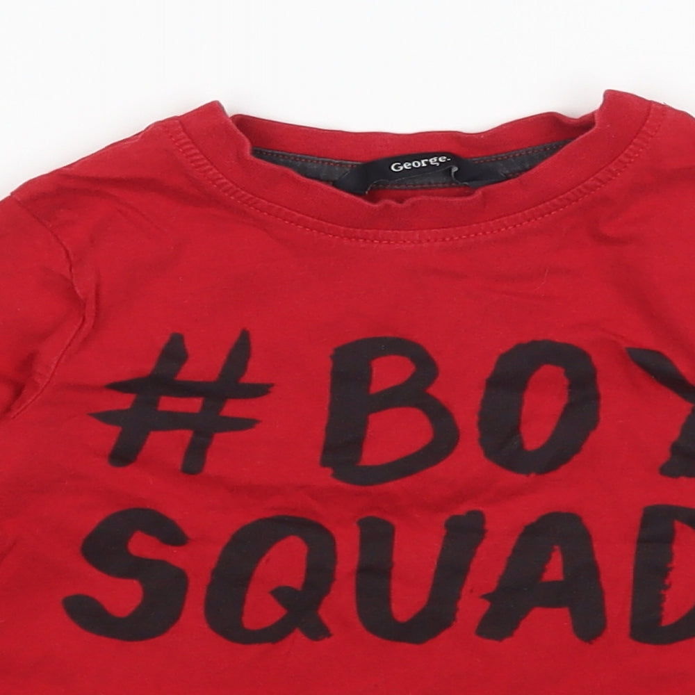 George Boys Red   Basic T-Shirt Size 2-3 Years