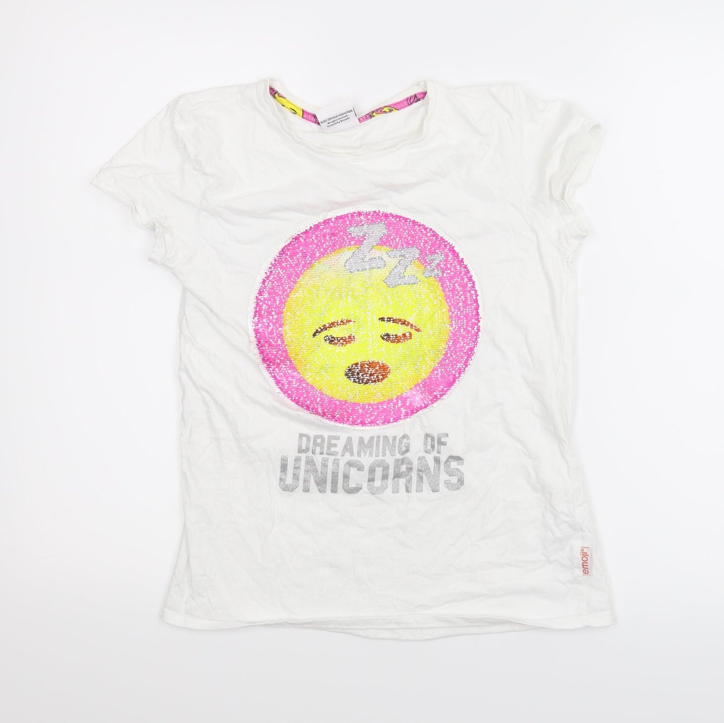 Emoji Girls White   Basic T-Shirt Size 12-13 Years