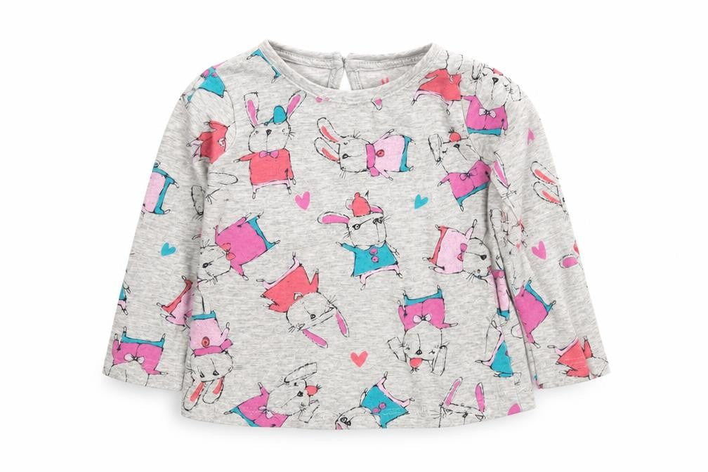 Next Girls Grey Animal Print  Basic T-Shirt Size 3-6 Months