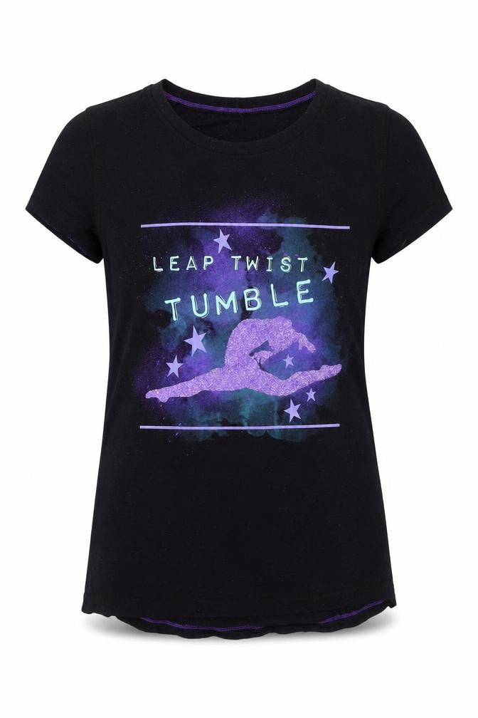 Front view of Preworn women’s black basic t-shirt, size UK 10