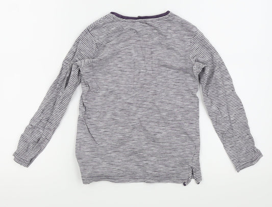 Asda George Girls Purple Striped  Basic T-Shirt Size 8-9 Years