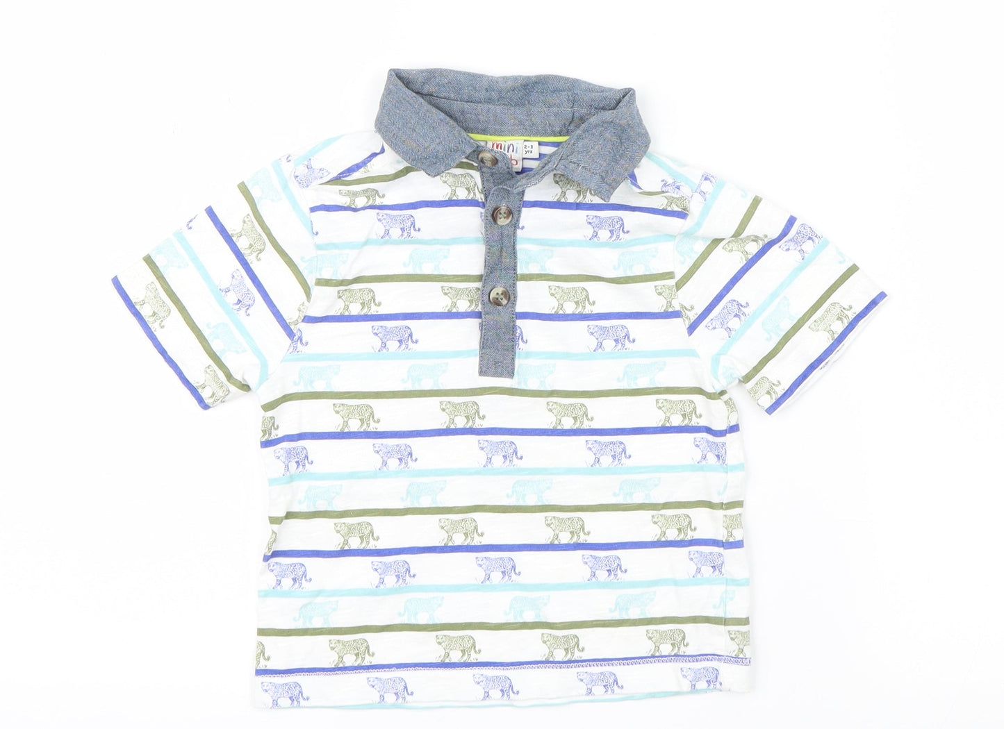 Mini Club Boys White Geometric  Basic T-Shirt Size 2-3 Years