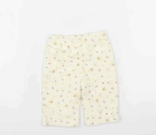 George Girls Ivory  Fleece  Trousers Size 0-3 Months  - bear print