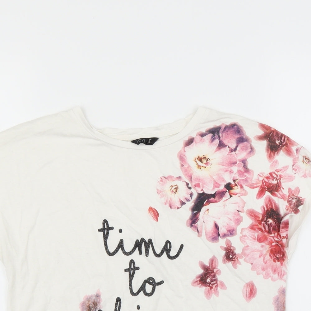 M&Co Girls White   Basic T-Shirt Size 13 Years  - time to shine