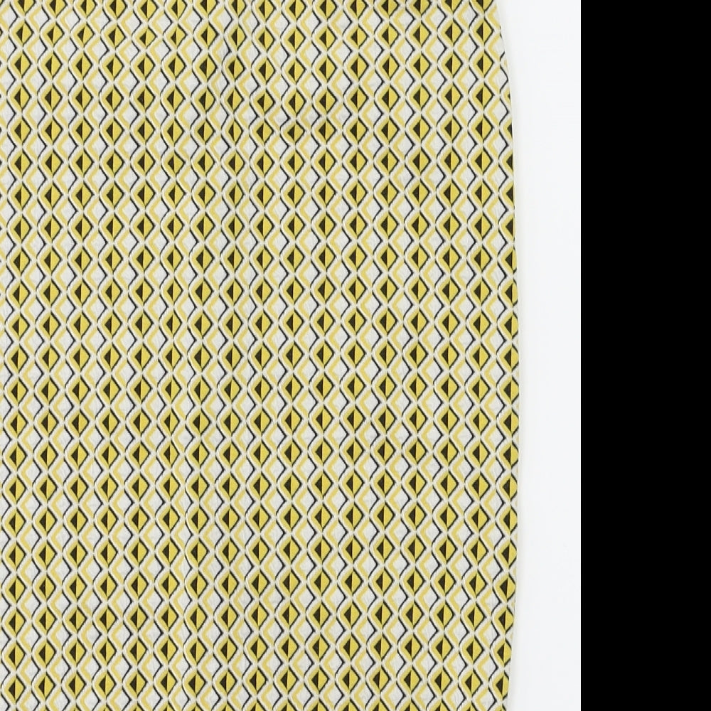 Zara Womens Yellow Argyle/Diamond  A-Line Skirt Size S