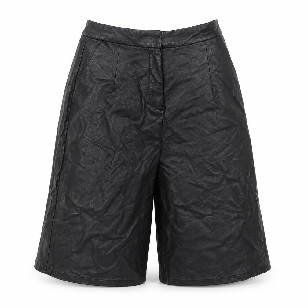Front view of Topshop women’s black utility shorts, size UK 8