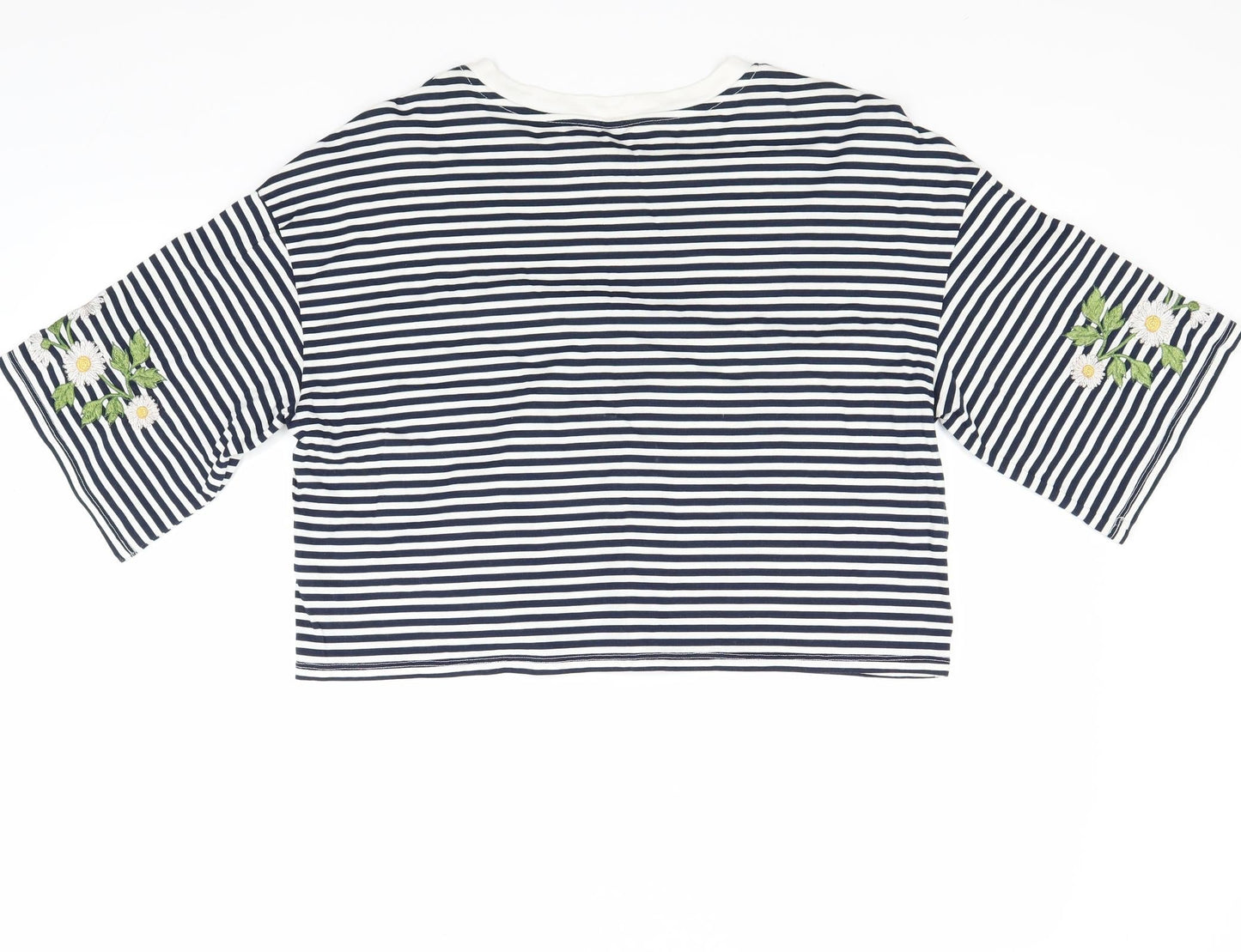 round Womens Blue Striped  Basic T-Shirt Size M