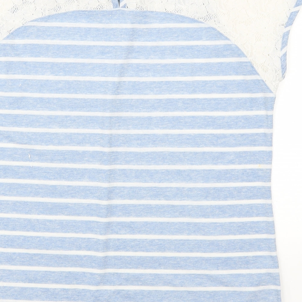 Marks and Spencer Womens Beige Striped  Basic T-Shirt Size 12