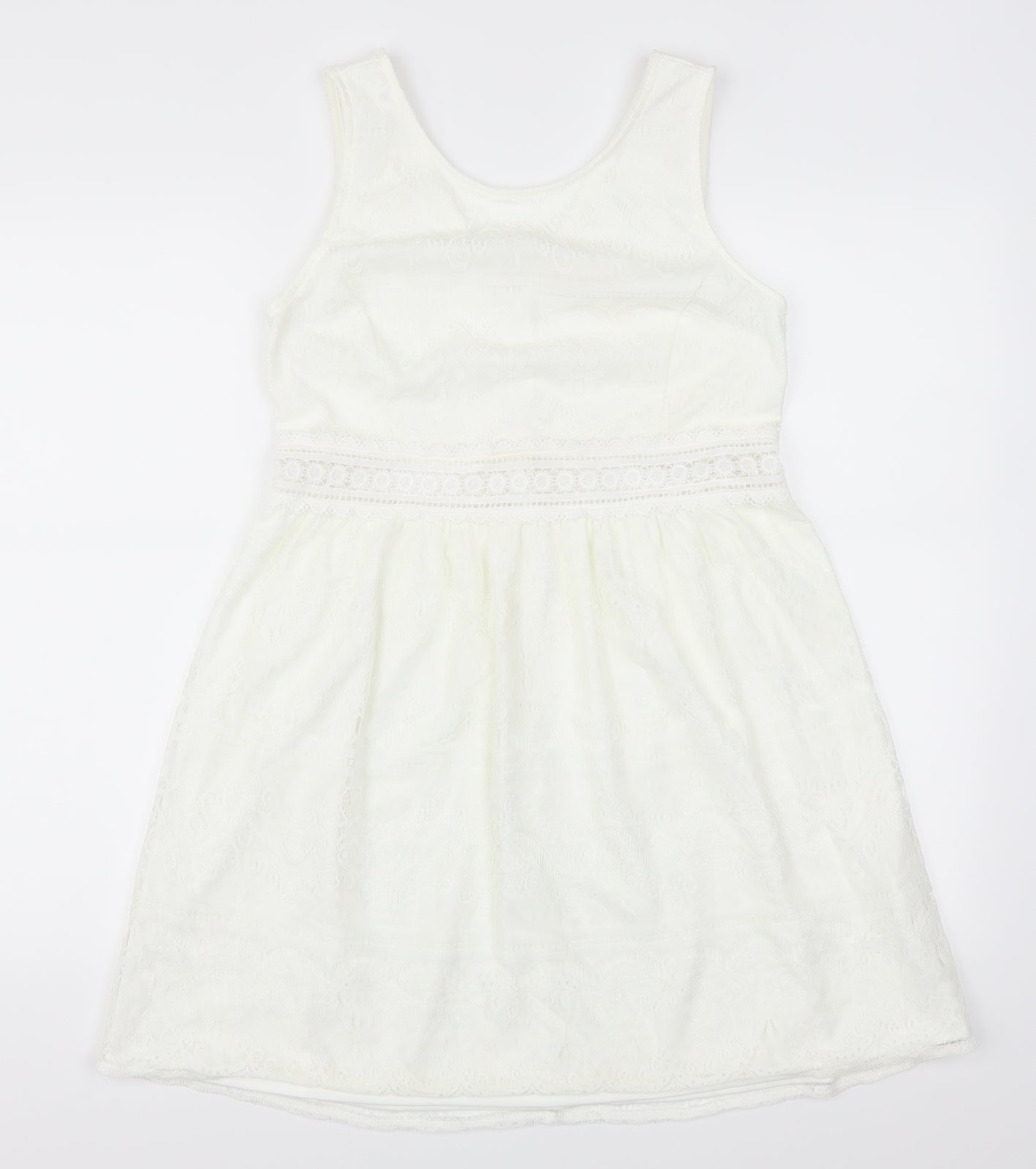 Blue Vanilla Womens White  Lace Skater Dress  Size M