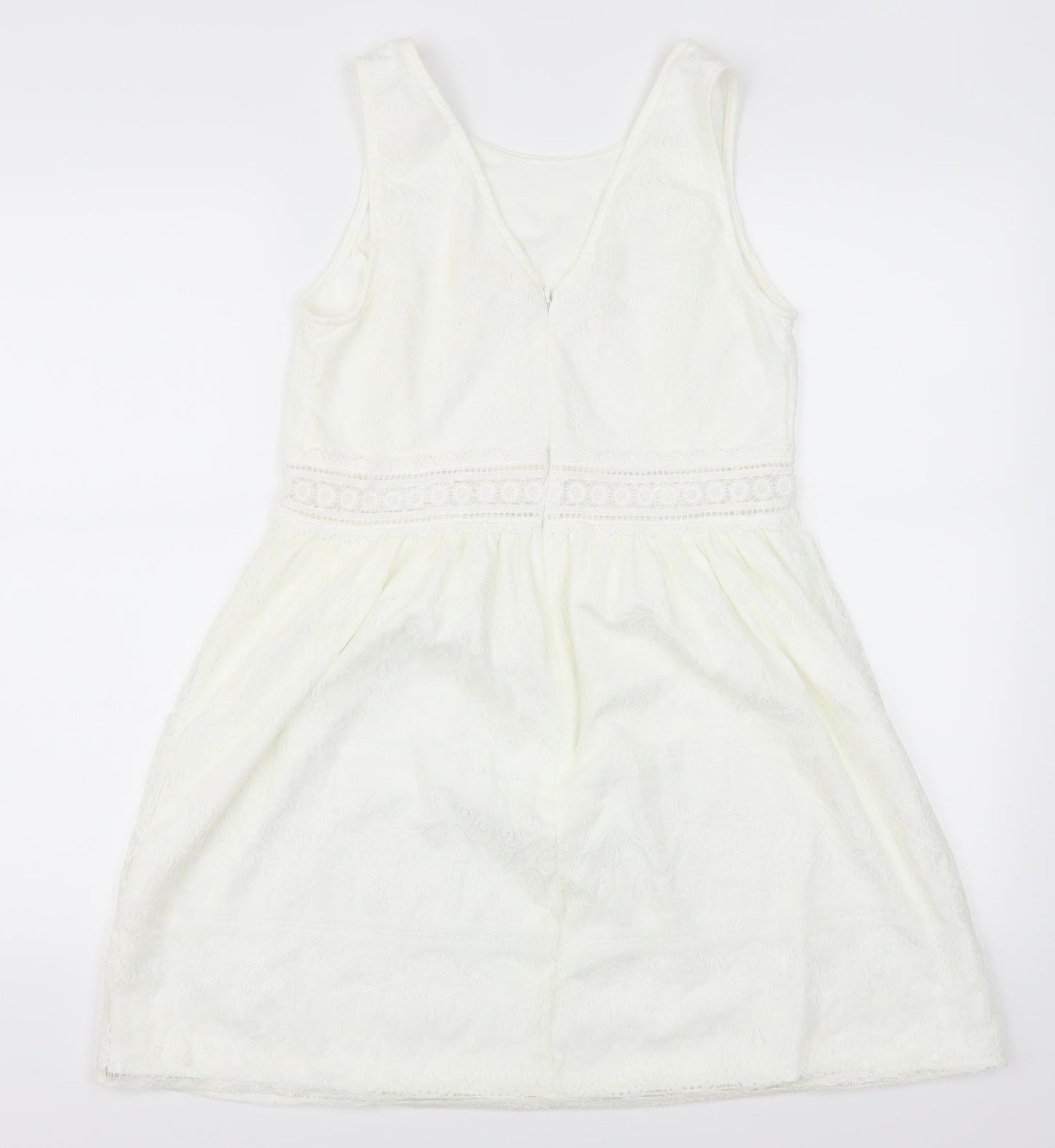 Blue Vanilla Womens White  Lace Skater Dress  Size M