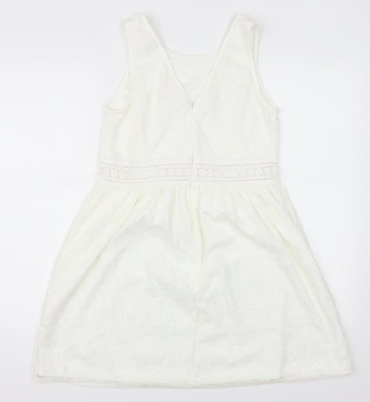 Blue Vanilla Womens White  Lace Skater Dress  Size M