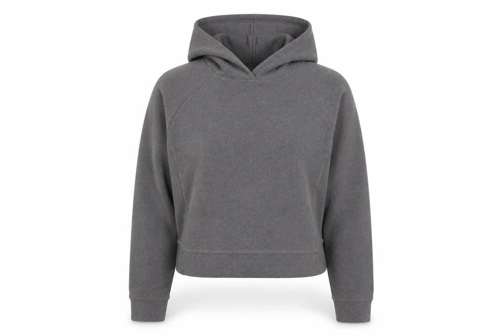 Front view of Primark women’s grey pullover hoodie, size UK 6