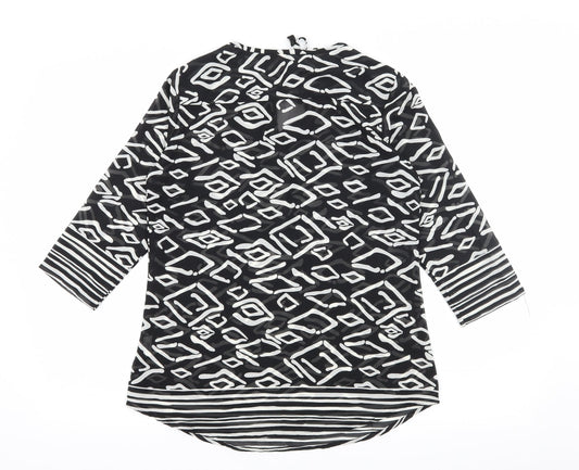 The Gud Look Womens Black Geometric  Basic Blouse Size M