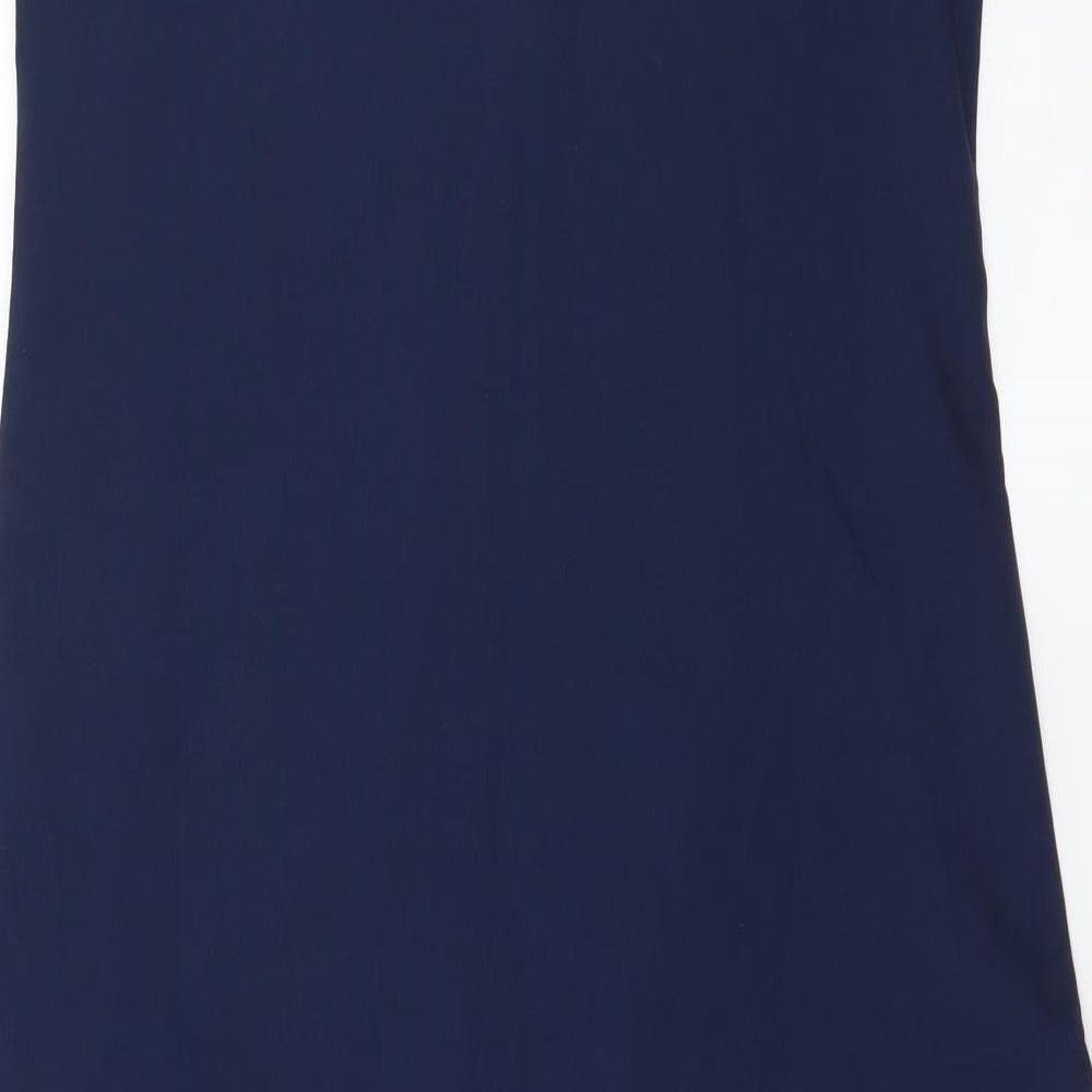 Ziyaa Womens Blue Geometric  Basic Blouse Size S  - Long Line