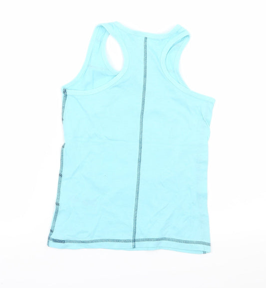 Young Dimension Girls Blue Striped Jersey Basic Tank Size 7-8 Years  - Puppy