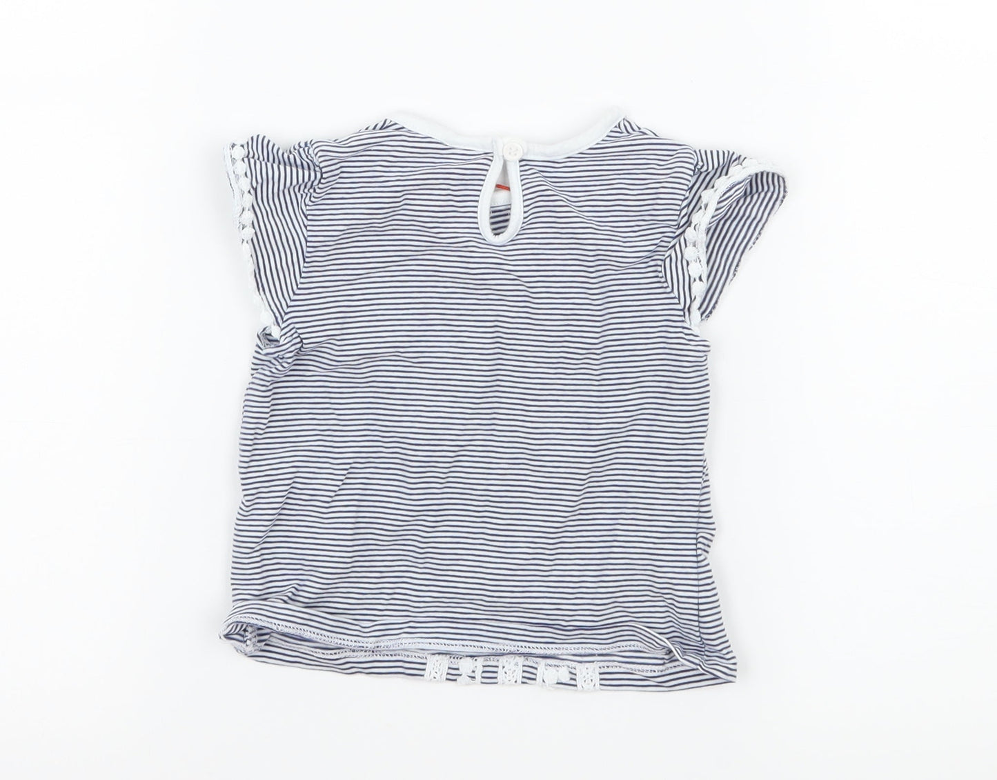 Mini Club Girls Blue Striped Jersey Basic T-Shirt Size 9-12 Months