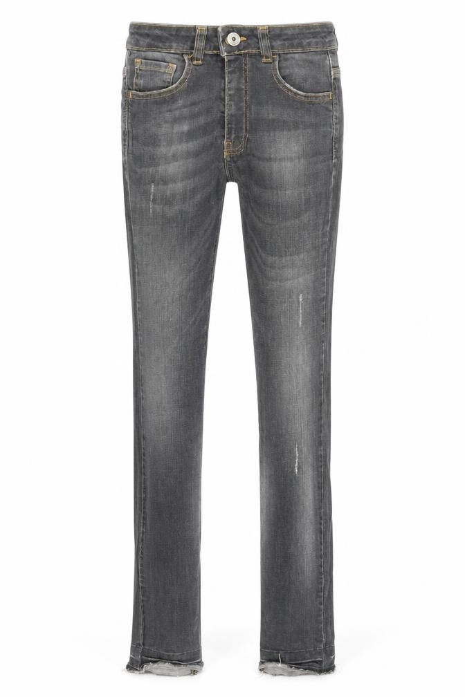 Front view of United Colors of Benetton women’s grey denim skinny jeans, size UK 26, in, 30-inch leg