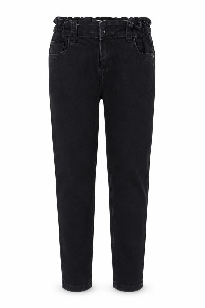 Front view of deiem co girls’ black straight jeans, size 10-11, years