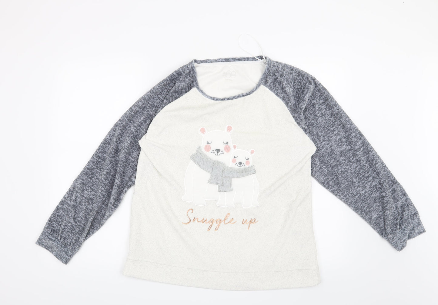 Nutmeg Womens Grey Solid  Top Pyjama Top Size 12  - Snuggle up Polar Bears