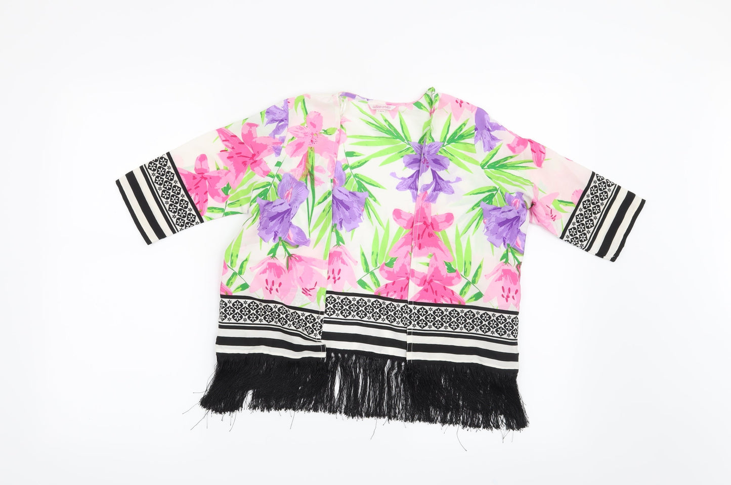 Miss Evie Girls White Floral  Kimono Blouse Size 7-8 Years