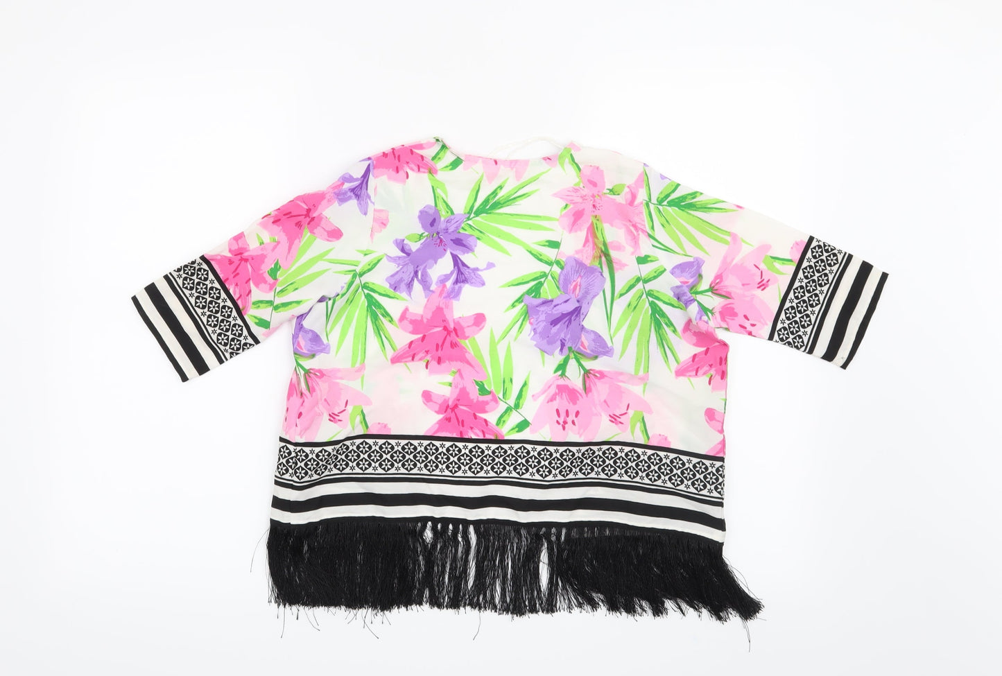 Miss Evie Girls White Floral  Kimono Blouse Size 7-8 Years