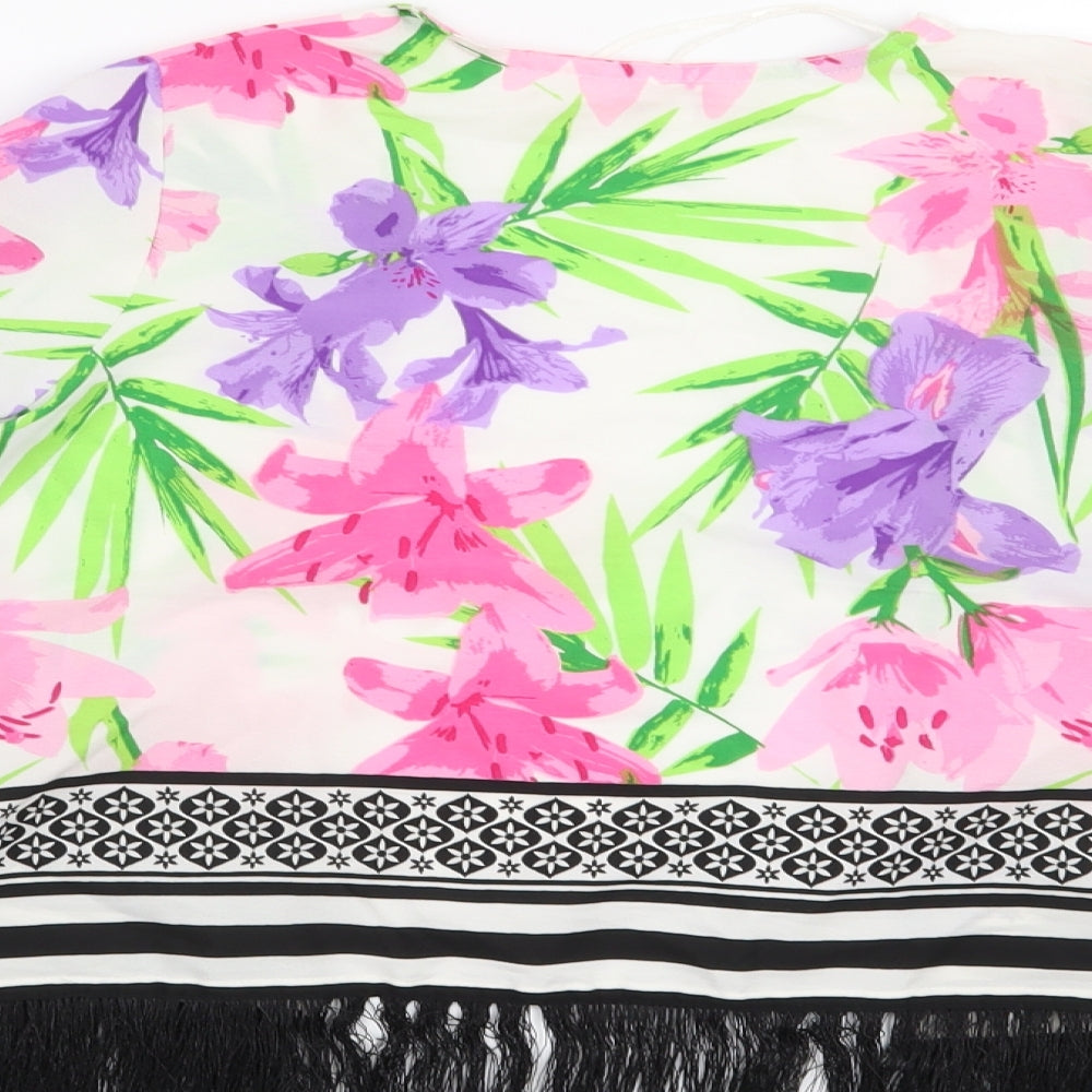Miss Evie Girls White Floral  Kimono Blouse Size 7-8 Years