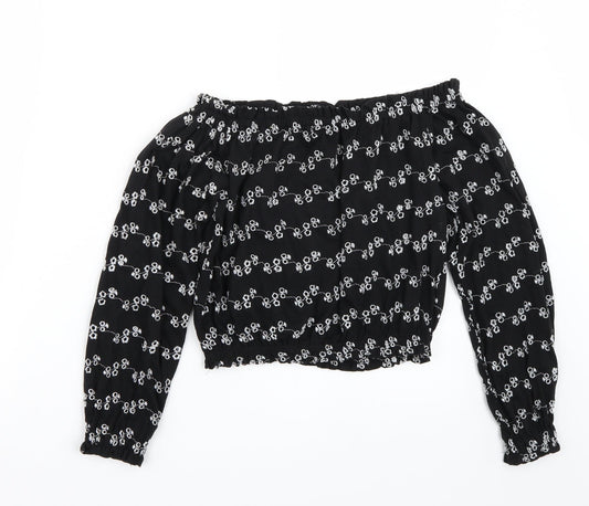 Newlook Girls Black  Rayon Cropped T-Shirt Size 12 Years