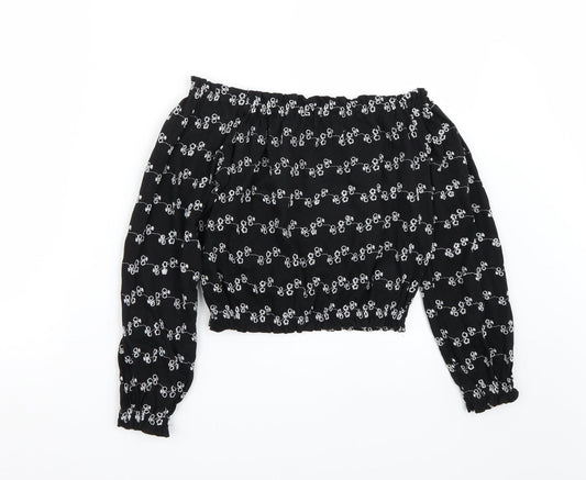 Newlook Girls Black  Rayon Cropped T-Shirt Size 12 Years