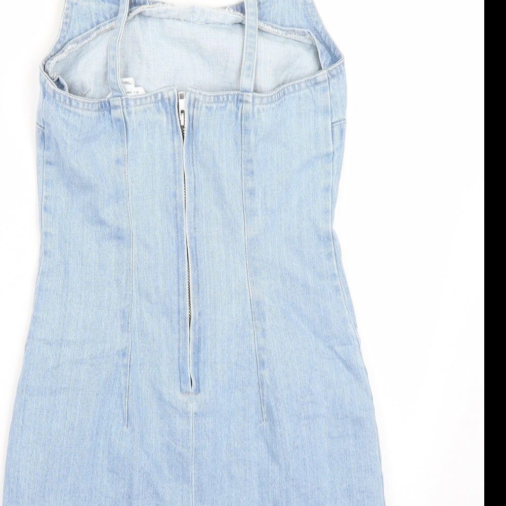 Miss Selfridge Womens Blue  Rayon A-Line  Size 4