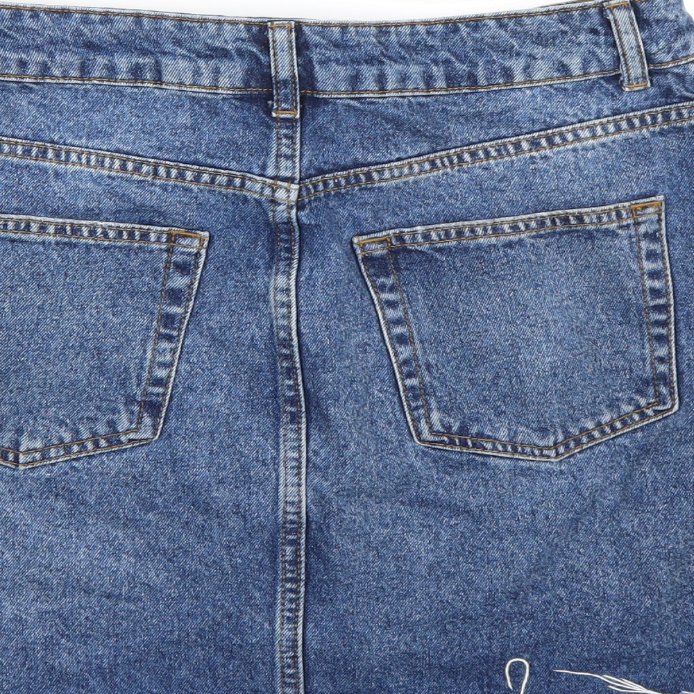 Topshop Womens Blue   A-Line Skirt Size 10