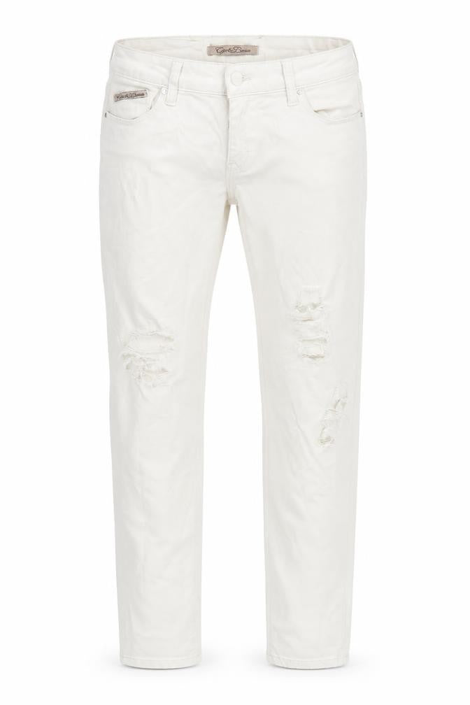 Front view of women’s white skinny jeans, size UK 29, 31-inch leg
