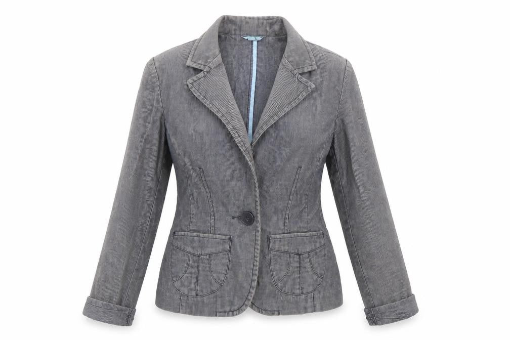 Front view of Oasis women’s blue jacket coat, size UK 8