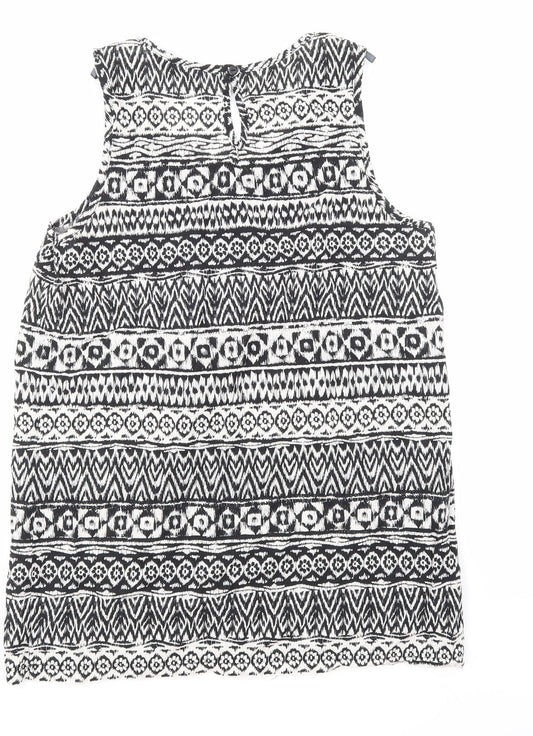Dorothy Perkins Womens Black Argyle/Diamond  Basic T-Shirt Size 10