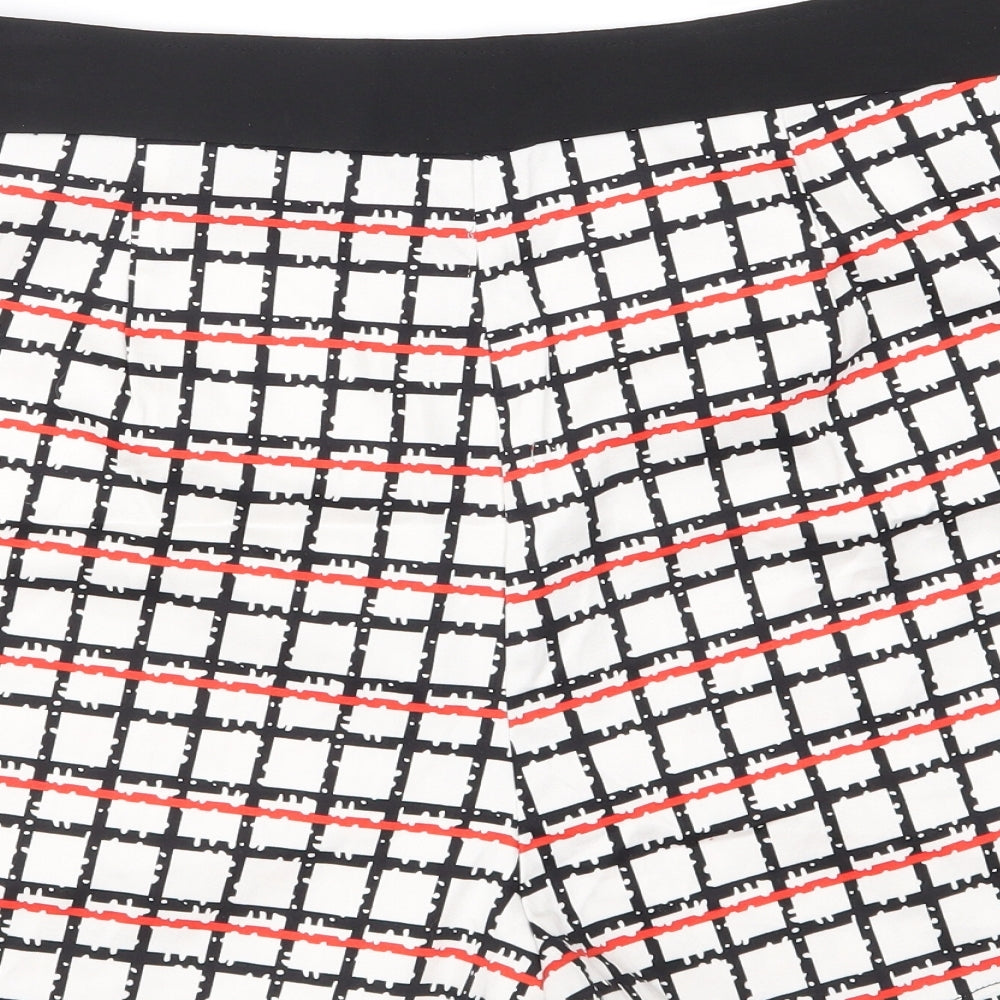Missi Womens White Check  Mom Shorts Size 14