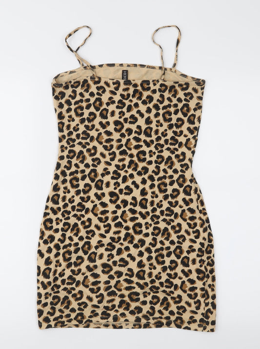 Divided Womens Brown Animal Print Jersey Sheath  Size 10