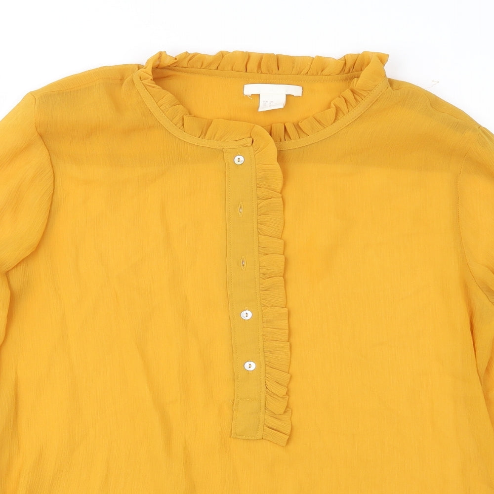 H&M Womens Orange  Chiffon Basic Blouse Size 10