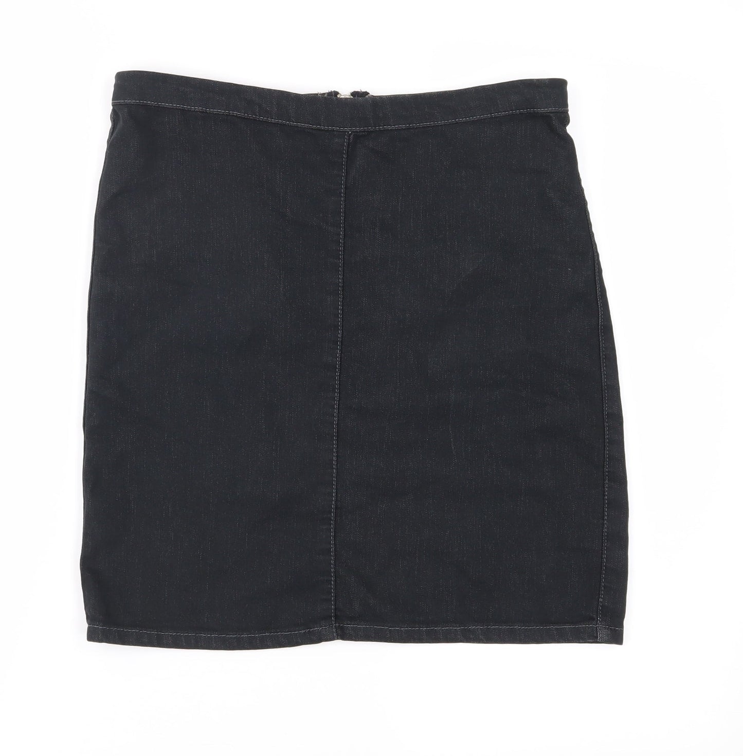 Topshop Womens Black  Denim Straight & Pencil Skirt Size 28 in