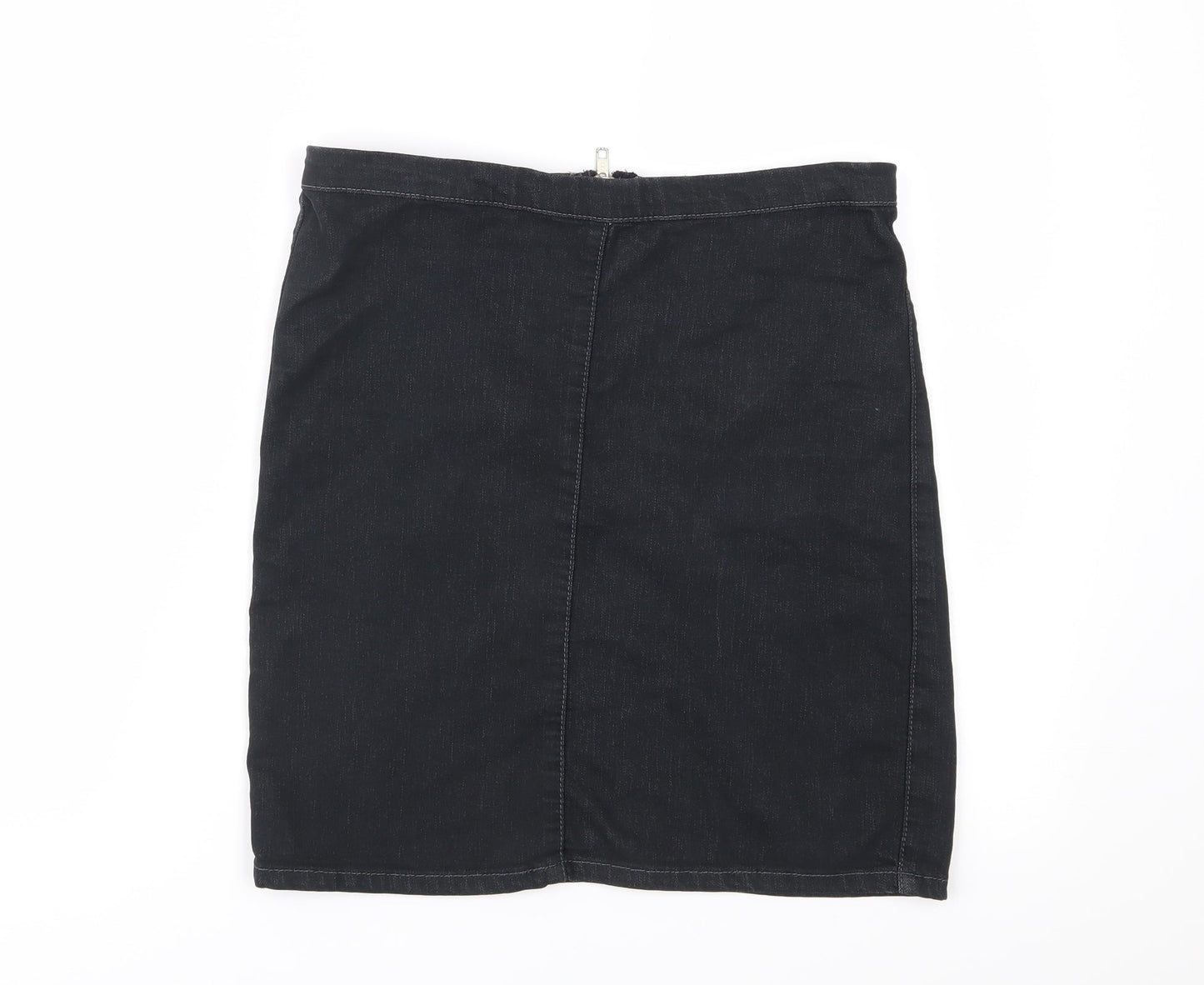 Topshop Womens Black  Denim Straight & Pencil Skirt Size 28 in