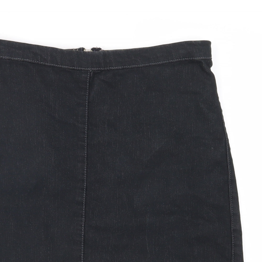 Topshop Womens Black  Denim Straight & Pencil Skirt Size 28 in