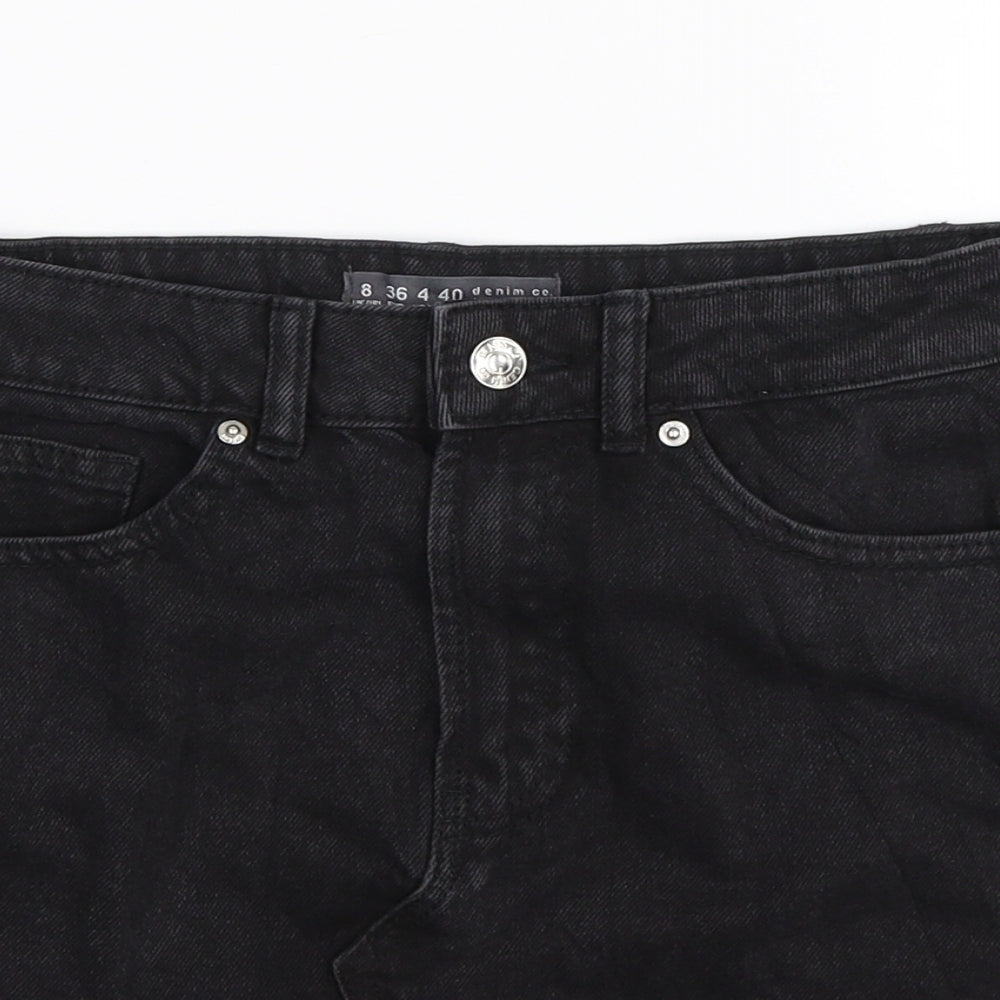 Denim Co Womens Black  Denim A-Line Skirt Size 8