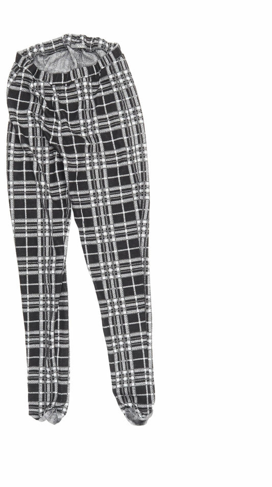 South Womens Black Check  Jogger Leggings Size 10 L26 in