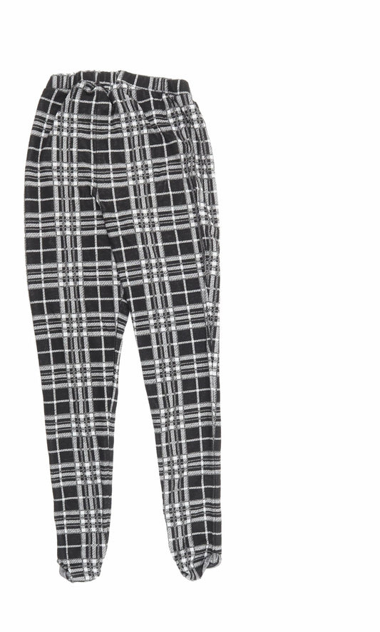 South Womens Black Check  Jogger Leggings Size 10 L26 in