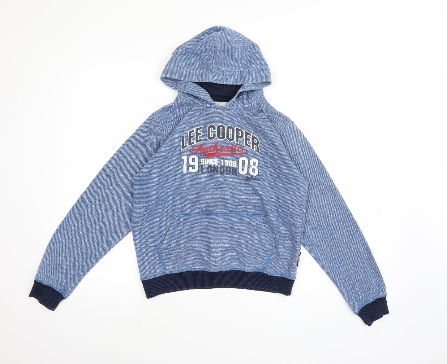 Lee Cooper Boys Blue Striped  Pullover Hoodie Size 13 Years