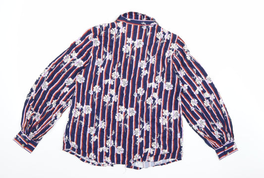 Saint Tropez Womens Blue Striped  Basic Button-Up Size S